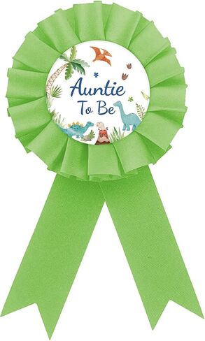 Dinosaur Auntie to Be Badge Pin, Green Dino Best Aunt Ever Button Pin, Green Rosette Dinosaur Hatching Soon Award Ribbon Button for Jungle Animal Gender Reveal/Pregnancy Announcement Party Supplies in Kuwait
