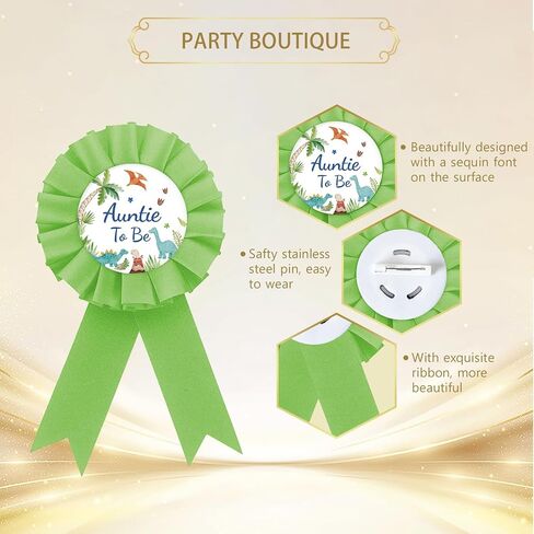 Dinosaur Auntie to Be Badge Pin, Green Dino Best Aunt Ever Button Pin, Green Rosette Dinosaur Hatching Soon Award Ribbon Button for Jungle Animal Gender Reveal/Pregnancy Announcement Party Supplies in Kuwait
