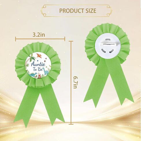 Dinosaur Auntie to Be Badge Pin, Green Dino Best Aunt Ever Button Pin, Green Rosette Dinosaur Hatching Soon Award Ribbon Button for Jungle Animal Gender Reveal/Pregnancy Announcement Party Supplies in Kuwait