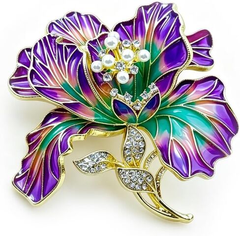Dainty Peony Flower Brooch Pins for Women Enamel Pearl Rhinestone Flowers Brooch Floral Lapel Pins Christmas Flower Broochs Trendy Banquet Prom Dress Suit Hat Bag Clothes Jewelry Accessories Gift in Kuwait