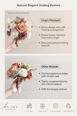 Ling's moment Navy Blue Bridal Bouquet for Bride, Blue Wedding Bouquets for Bride, 13 Inch Silk Round Artificial Wedding Flowers Bouquets in Kuwait