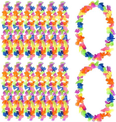 hoyuwak 24 Pack Red White and Blue Flower Leis – 4th of July Hawaiian Garland Necklaces Bulk for Independence Day, Memorial Day, Veterans Day Party Decorations in Kuwait