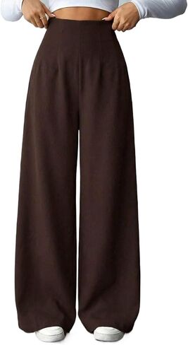 Women's Trousers Women's Casual High Waist Wide Leg Pants in Kuwait