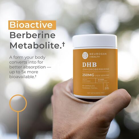 Neurogan Dihydroberberine Supplement Capsules - High-Potency 250mg Per Serving - Bioavailable Berberine Metabolite for Daily Balance, Heart Health & Nutrient Utilization - Made in USA in Saudi Arabia