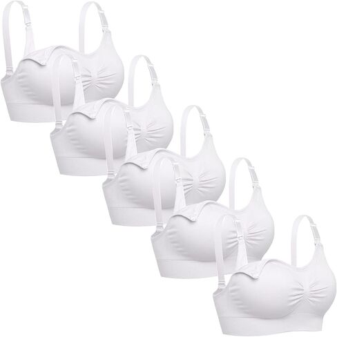 Womens Sleeping Nursing Bra Wirefree Breastfeeding Maternity Bralette Pack of 5 Color White Size S in Saudi Arabia