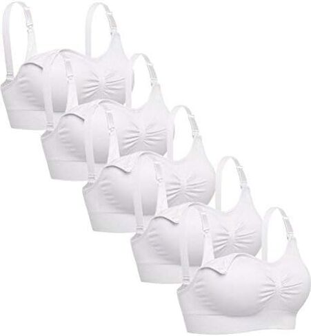 Womens Sleeping Nursing Bra Wirefree Breastfeeding Maternity Bralette Pack of 5 Color White Size S in Saudi Arabia