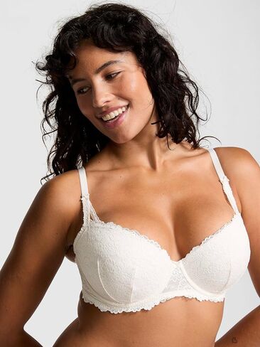 Victoria's Secret Women's Pink Wink Push Up Balconette Bra, Bras for Women, Coconut White, 38DDD in Kuwait