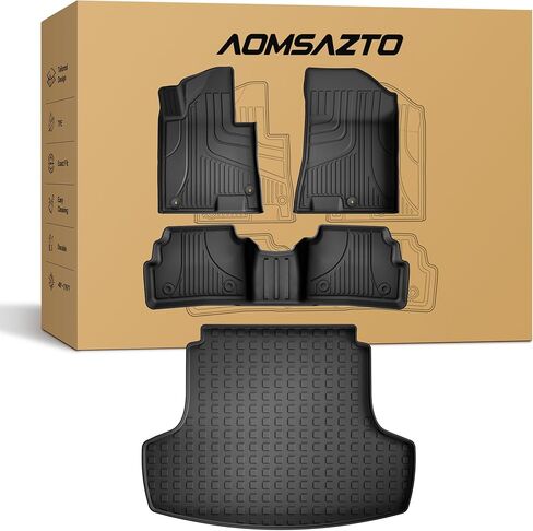 سجادات أرضية AOMSAZTO لجميع الأحوال الجوية متوافقة مع 2020-2024 Kia ​​Soul، سجادات أرضية السيارة شديدة التحمل TPE لجميع الأحوال الجوية، مجموعة كاملة من بطانات الأرضية المطاطية للصف الأول والثاني، سجادات سيارة مضادة للانزلاق، أسود in Kuwait