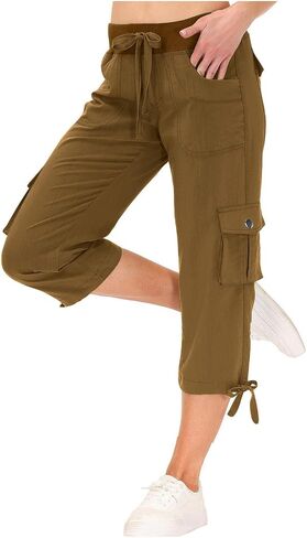 Generic Cargo Capris for Women Capri Pants for Dressy Casual Plus Size Hiking Pants High Waisted Capri Pants with Pockets in Kuwait