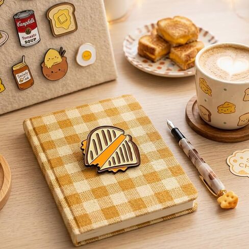 1Pcs Grilled Cheese Sandwich Enamel Pin Cute Food Brooch, Funny Lapel Pin, Backpack Pin, Kawaii Pins for Jackets, Gifts for Women & Teens, Collectible Badge in Saudi Arabia