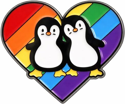 Cute Pride Penguin Pin - Funny Couple Penguin Enamel Pins Brooch for Backpacks, Jackets, Hats. Adorable Rainbow Heart Brooches Gift for Women, Friends, Girls, Adults. in Saudi Arabia