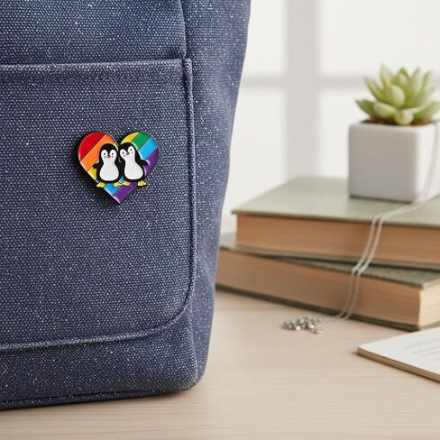 Cute Pride Penguin Pin - Funny Couple Penguin Enamel Pins Brooch for Backpacks, Jackets, Hats. Adorable Rainbow Heart Brooches Gift for Women, Friends, Girls, Adults. in Saudi Arabia