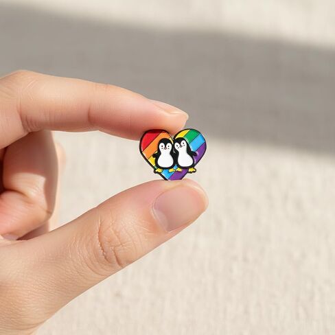 Cute Pride Penguin Pin - Funny Couple Penguin Enamel Pins Brooch for Backpacks, Jackets, Hats. Adorable Rainbow Heart Brooches Gift for Women, Friends, Girls, Adults. in Saudi Arabia