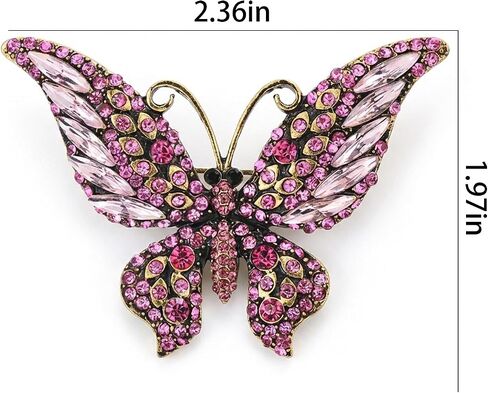 Crystal Rhinestone Butterfly Brooch,Elegant Butterfly Lapel Pins,Fashion Exquisite Crystal Animal Shape Brooches Lapel Pins,Dress Accessories Jewelry Gift for Women Daily Decoration in Saudi Arabia