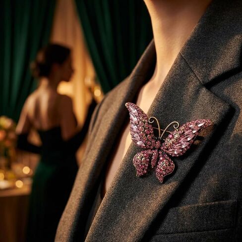 Crystal Rhinestone Butterfly Brooch,Elegant Butterfly Lapel Pins,Fashion Exquisite Crystal Animal Shape Brooches Lapel Pins,Dress Accessories Jewelry Gift for Women Daily Decoration in Saudi Arabia