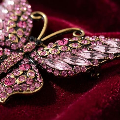 Crystal Rhinestone Butterfly Brooch,Elegant Butterfly Lapel Pins,Fashion Exquisite Crystal Animal Shape Brooches Lapel Pins,Dress Accessories Jewelry Gift for Women Daily Decoration in Saudi Arabia