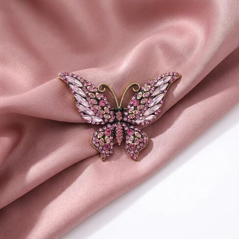 Crystal Rhinestone Butterfly Brooch,Elegant Butterfly Lapel Pins,Fashion Exquisite Crystal Animal Shape Brooches Lapel Pins,Dress Accessories Jewelry Gift for Women Daily Decoration in Saudi Arabia