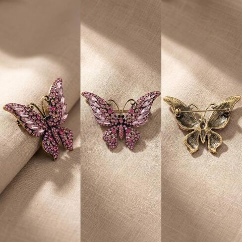 Crystal Rhinestone Butterfly Brooch,Elegant Butterfly Lapel Pins,Fashion Exquisite Crystal Animal Shape Brooches Lapel Pins,Dress Accessories Jewelry Gift for Women Daily Decoration in Saudi Arabia
