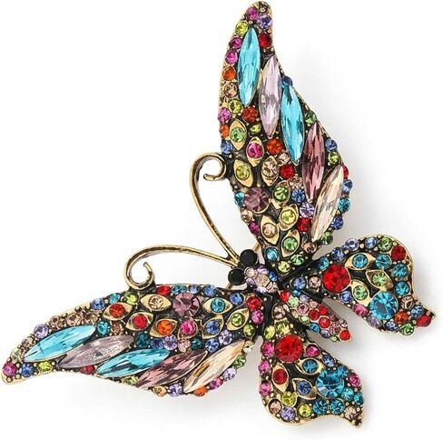 Crystal Rhinestone Butterfly Brooch,Elegant Butterfly Lapel Pins,Fashion Exquisite Crystal Animal Shape Brooches Lapel Pins,Dress Accessories Jewelry Gift for Women Daily Decoration in Saudi Arabia