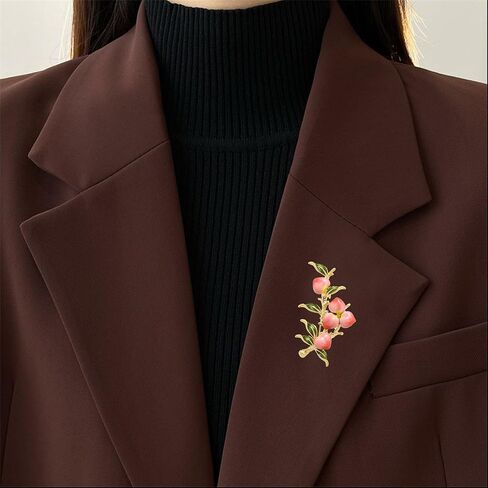 Cute Peach Brooch for Women Vintage Fruit Peach Branch Pin Summer Jewelry for Blouse Dress Scarf in Saudi Arabia