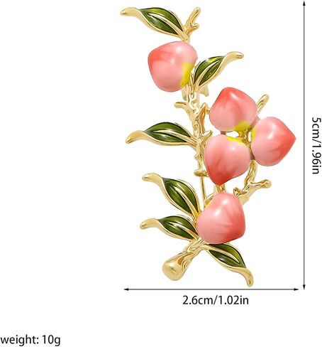 Cute Peach Brooch for Women Vintage Fruit Peach Branch Pin Summer Jewelry for Blouse Dress Scarf in Saudi Arabia