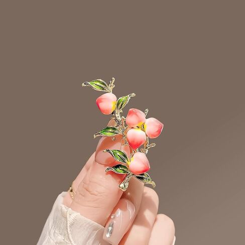 Cute Peach Brooch for Women Vintage Fruit Peach Branch Pin Summer Jewelry for Blouse Dress Scarf in Saudi Arabia