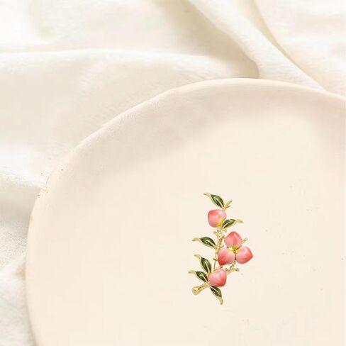 Cute Peach Brooch for Women Vintage Fruit Peach Branch Pin Summer Jewelry for Blouse Dress Scarf in Saudi Arabia
