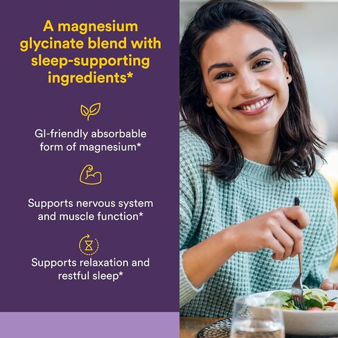 Natural Factors Stress-Relax Nighttime Magnesium Glycinate - Well-Absorbed Magnesium with L-Theanine, Melatonin & PharmaGABA for Restful Sleep & Nervous System Support - 60 Capsules (30 Servings) in Kuwait
