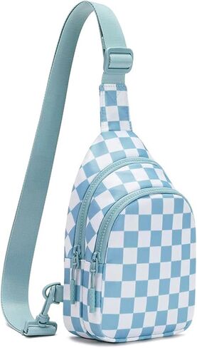 Checkered Sling Bag for Girls Women, Small Crossbody Bag Purses Fanny Packs for Sports Travel Hiking in Saudi Arabia
