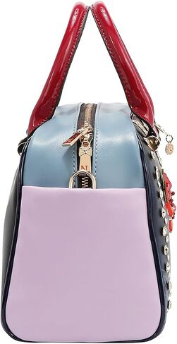 Nicole Lee Boston Bag, Dream Comes True Collection, Vegan Leather, Floral Embellished, Two-Way Zip Top, Gold Hardware, with Crossbody Strap FALL DREAM COMES TRUE in Saudi Arabia
