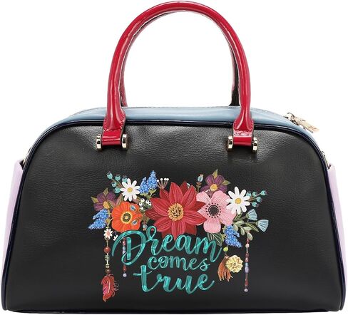 Nicole Lee Boston Bag, Dream Comes True Collection, Vegan Leather, Floral Embellished, Two-Way Zip Top, Gold Hardware, with Crossbody Strap FALL DREAM COMES TRUE in Saudi Arabia
