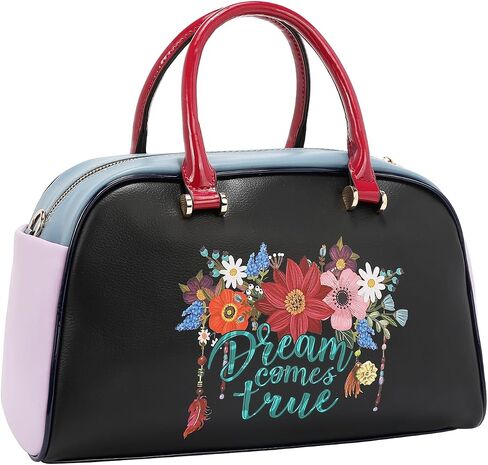 Nicole Lee Boston Bag, Dream Comes True Collection, Vegan Leather, Floral Embellished, Two-Way Zip Top, Gold Hardware, with Crossbody Strap FALL DREAM COMES TRUE in Saudi Arabia