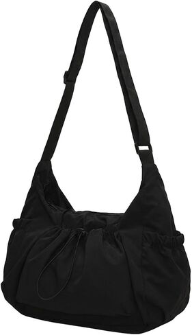 Nylon Crossbody Bag for Women, Slouchy Hobo Shoulder Bag Casual Handbag Purse, Plaid & Solid for Travel Work Everyday B693 in Saudi Arabia