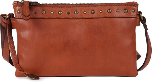 9 inch Women's Genuine Italian Leather Boho Studded Crossbody Sling Bag – Premium Quality, Stylish in Saudi Arabia