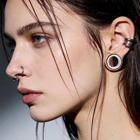 DOEARKO 4PCS Round Shape Ear Tunnels Plugs Stainless Steel Hollow Double Flared Ear Gauges Tunnels Stretcher Body Piercing Earring Jewelry for Women Men 0g(8mm)-1"(25mm) in Saudi Arabia