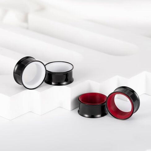 DOEARKO 4PCS Round Shape Ear Tunnels Plugs Stainless Steel Hollow Double Flared Ear Gauges Tunnels Stretcher Body Piercing Earring Jewelry for Women Men 0g(8mm)-1"(25mm) in Saudi Arabia