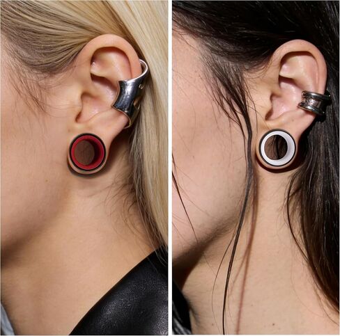 DOEARKO 4PCS Round Shape Ear Tunnels Plugs Stainless Steel Hollow Double Flared Ear Gauges Tunnels Stretcher Body Piercing Earring Jewelry for Women Men 0g(8mm)-1"(25mm) in Saudi Arabia