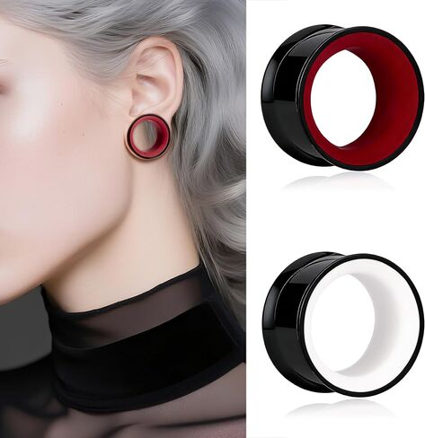 DOEARKO 4PCS Round Shape Ear Tunnels Plugs Stainless Steel Hollow Double Flared Ear Gauges Tunnels Stretcher Body Piercing Earring Jewelry for Women Men 0g(8mm)-1"(25mm) in Saudi Arabia