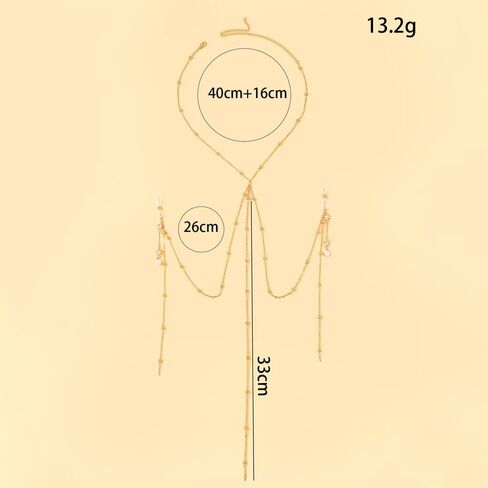 Gold Body Chain with Beads Rhinestone Star Adjustable Chest Chain Non-Piercing Nipple Jewelry Tassel Dangle Fake Nipple Ring Necklace Body Jewelry for Women in Kuwait