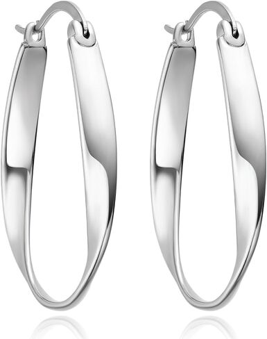 Sterling Silver Post Twist Hoop Earrings For Women Elegant Geometric Female Mobius Hoop Earring Jewelry Gift in Saudi Arabia