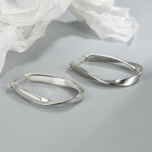 Sterling Silver Post Twist Hoop Earrings For Women Elegant Geometric Female Mobius Hoop Earring Jewelry Gift in Saudi Arabia