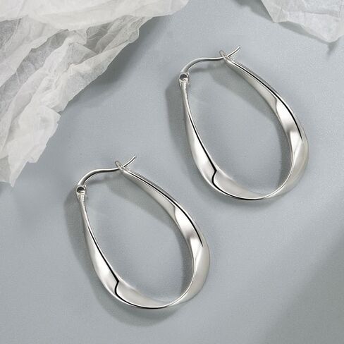 Sterling Silver Post Twist Hoop Earrings For Women Elegant Geometric Female Mobius Hoop Earring Jewelry Gift in Saudi Arabia