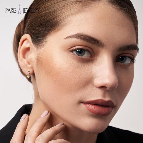 Paris Jewelry® 18K Yellow Gold Plated Created Amethyst CZ Emerald Cut Huggie Hoop Earrings For Women, 3 CT Purple Birthstone Jewelry Gift in Saudi Arabia