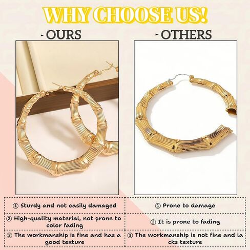 A 2-Piece Set of Large Golden Bamboo Hoop Earrings and Bracelet - 90s Style Hip-Hop Jewelry for Women, Suitable for Both Parties and Daily Wear in Saudi Arabia