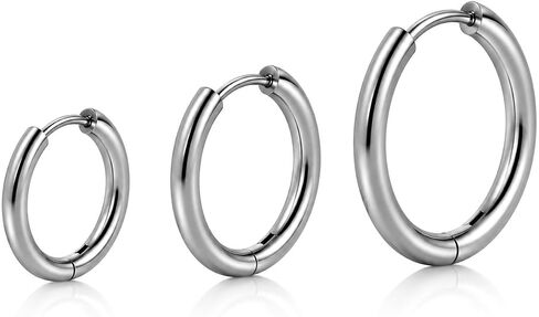 G23 Titanium Hoop Earrings for Sensitive Ears, Hypoallergenic 3 Sizes | implant grade titanium, cartilage nose helix tragus earlobe use, daily wear sleep comfort, minimalist unisex style in Saudi Arabia