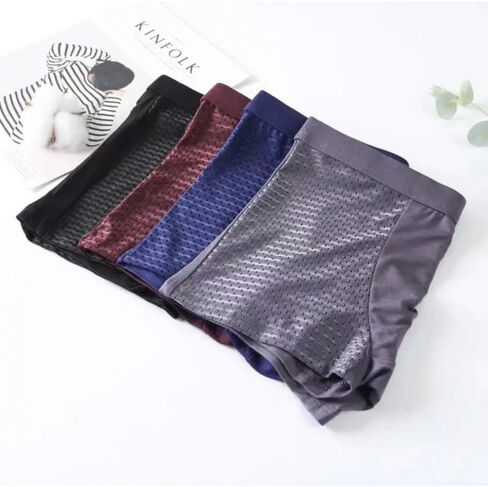 Ice Silk Men's Underwear - Mesh Boxer Briefs Breathable Trunks in Kuwait