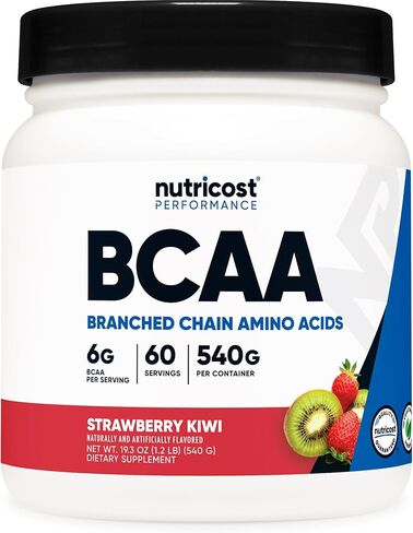 Nutricost BCAA Powder (Strawberry Kiwi) 60 Servings - Optimal 2:1:1 Ratio in Kuwait