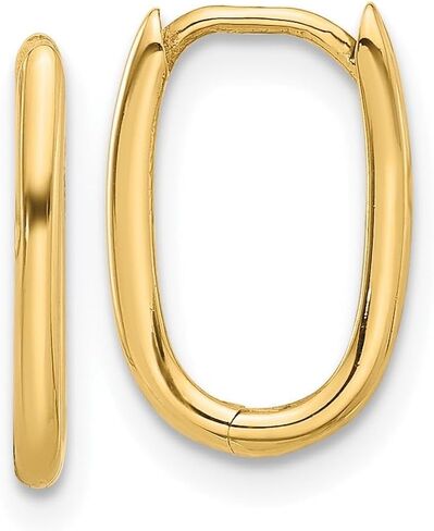 14k Real Yellow Gold High Polished Oval Hinged Hoop Earrings, 13mm in Saudi Arabia