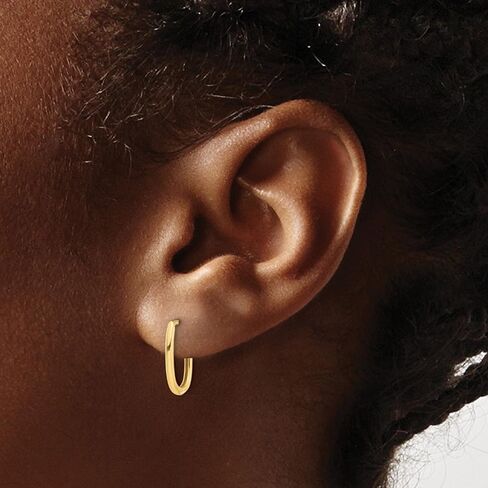 14k Real Yellow Gold High Polished Oval Hinged Hoop Earrings, 13mm in Saudi Arabia