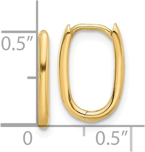 14k Real Yellow Gold High Polished Oval Hinged Hoop Earrings, 13mm in Saudi Arabia
